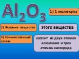 этого вещества. состоит из двух атомов алюминия и трех атомов кислорода