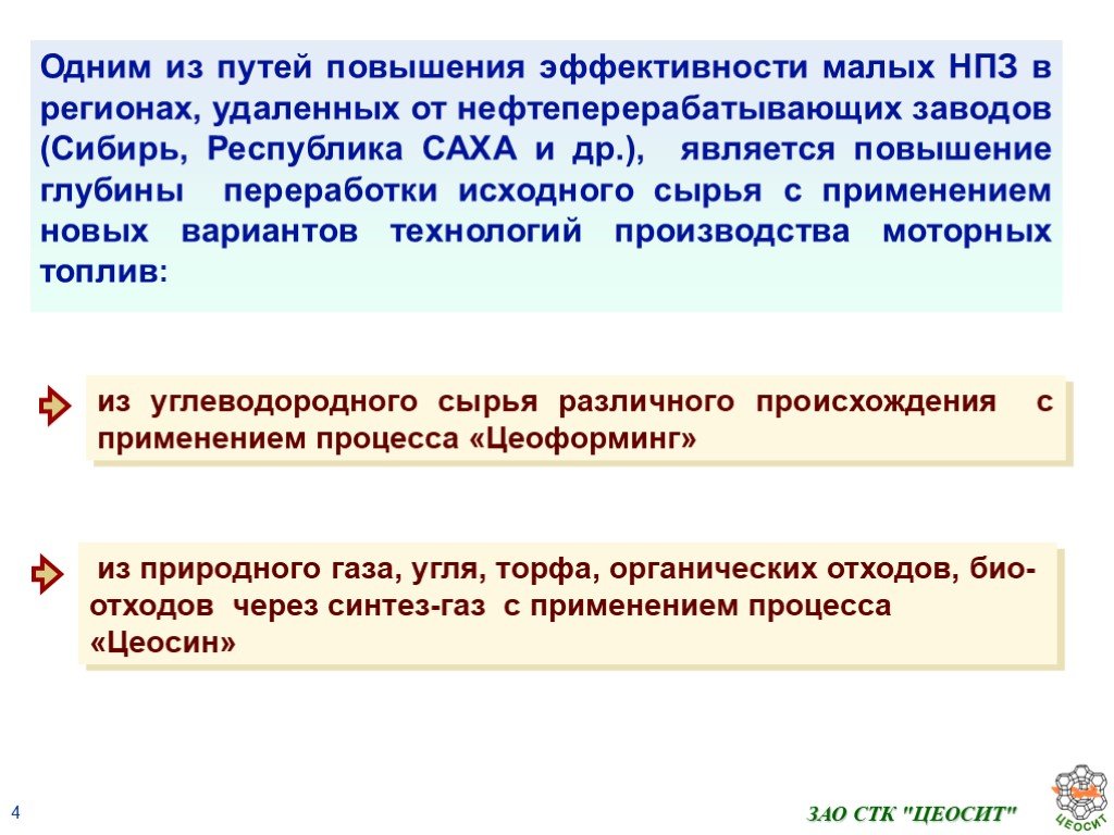 Малая эффективность. Увеличение глубины переработки исходного сырья;. ЦЕОСИТ. Цеоформинг.