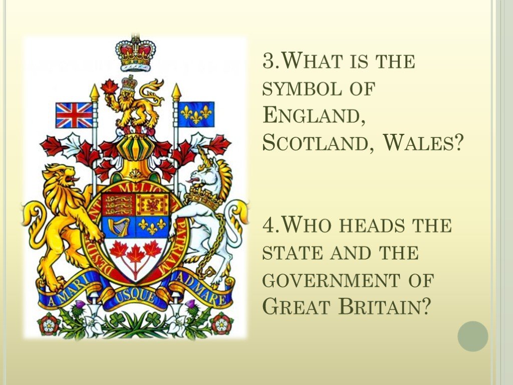 What is the symbol of england. Who heads the government of great Britain?. 4. What is the symbol of England?. Symbol of the government of Scotland.