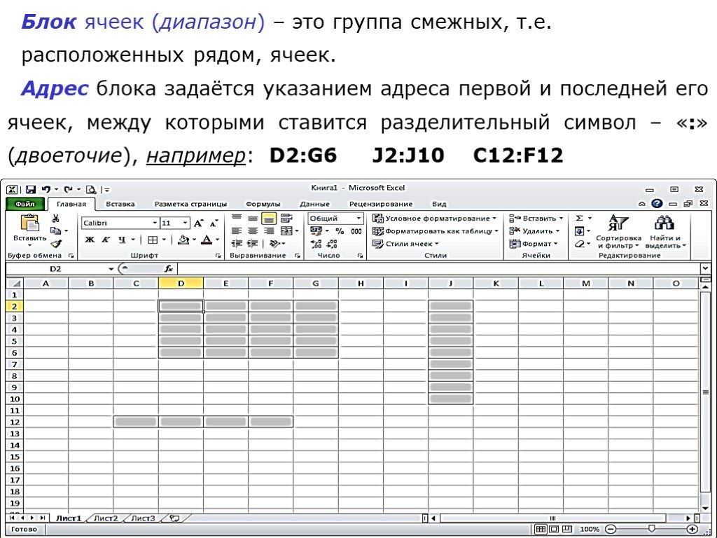 Группа ячеек электронной таблицы