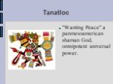 Tanatloc. "Wanting Peace" a panmesoamerican shaman God, omnipotent universal power.
