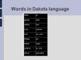 Words in Dakota language