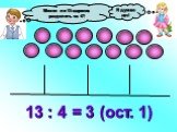 Можно ли 13 шариков разделить на 4? 13 : 4 = 3 (ост. 1) Я думаю нет!