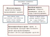 Объемная скорость кровотока (Q) отражает кровоснабжение органов. Равна объему крови, протекающему через поперечное сечение сосуда в единицу времени (мл/с, л/мин). Основные показатели кровотока. Линейная скорость кровотока – скорость перемещения крови по сосуду в единицу времени. Зависит от общей сум