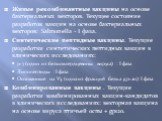 Живые рекомбинантные вакцины на основе бактериальных векторов. Текущее состояние разработок вакцин на основе бактериальных векторов: Salmonella - I фаза. Синтетические пептидные вакцины. Текущие разработки синтетических пептидных вакцин в клинических исследованиях: p17 (один из белков сердцевины вир