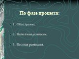 По фазе процесса: 1. Обострение. 2. Неполная ремиссия. 3. Полная ремиссия.