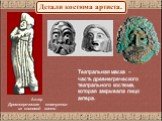 Театральная маска – часть древнегреческого театрального костюма, которая закрывала лицо актера. Актер Древнегреческая статуэтка из слоновой кости