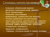 Конвенция (обязательный характер) Декларация (рекомендательный характер) Билль (предложение) Плюрализм (многообразие) Дискриминация (ограничение или лишение) Геноцид (истребление или уничтожение) Экоцид (уничтожение растительного или животного мира, отравление атмосферы или водных ресурсов, способны