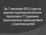 За 7 месяцев 2011 года на дорогах Курганской области произошло 77 дорожно-транспортных происшествия с участием детей