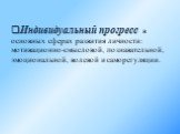 Индивидуальный прогресс в основных сферах развития личности: мотивационно-смысловой, познавательной, эмоциональной, волевой и саморегуляции.