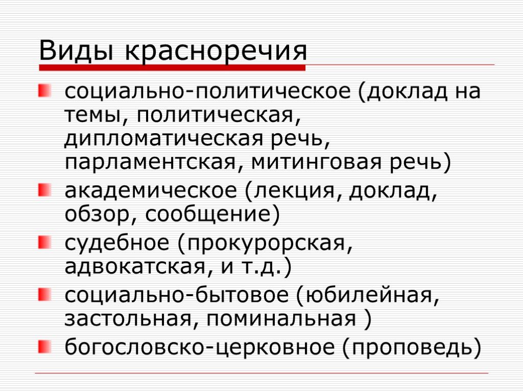 Стиль общественно политической литературы ораторской речи. Типы красноречия. Сферы красноречия. Основные виды красноречия. Классификация и видов красноречия.