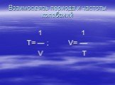 Взаимосвязь периода и частоты колебаний. 1 1 Т= ; V= V Т