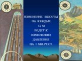 ИЗМЕНЕНИЕ ВЫСОТЫ НА КАЖДЫЕ 12 М ВЕДЕТ К ИЗМЕНЕНИЮ ДАВЛЕНИЯ НА 1 ММ.РТ.СТ.