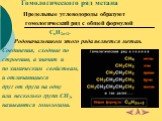 Гомологического ряд метана. Предельные углеводороды образуют гомологический ряд с общей формулой CnH2n+2. Родоначальником этого ряда является метан. Соединения, сходные по строению, а значит и по химическим свойствам, и отличающиеся друг от друга на одну или несколько групп CH2, называются гомологам