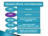 Общероссийские классификаторы. ОКС ОКП ЕСКД ОКПД ОКАТО стандартов продукции. изделий и конструкторских документов; видов экономической деятельности, продукции и услуг. объектов административно-территориального деления.