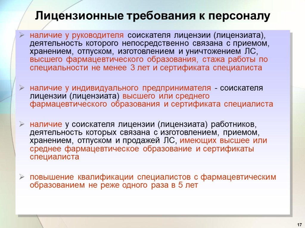 Требования предъявляемые к лицензии. Требования к персоналу аптечных организаций. Лицензионные требования к персоналу аптечной организации. Требования к лицензиату. Лицензионные требования.