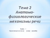 Раздел 1 Научно-теоретические основы логопедии. Тема 2 Анатомо-физиологические механизмы речи