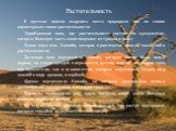 Растительность. В пустыне можно выделить шесть природных зон по своим характерным типам растительности: 1)прибрежная зона, где растительность состоит из суккулентов, которые большую часть влаги получают из тумана и росы; 2)зона внешнего Намиба, которая практически лишена какой-либо растительности; 3