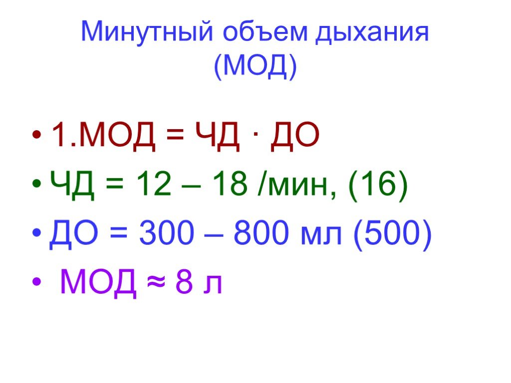 Минутный объем дыхания. Минутный объем дыхания формула расчета. Чему равен мод - минутный объем дыхания?. Минутный объем дыхания рассчитывается по формуле. Как определить минутный объем дыхания.