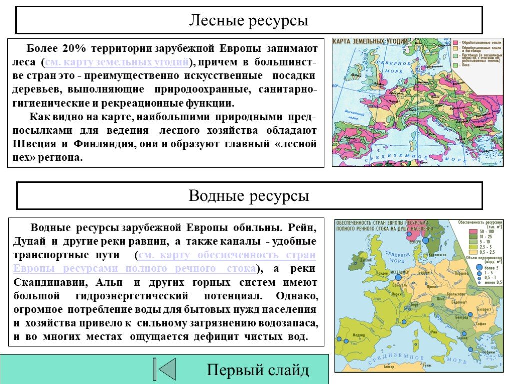 Месторождения минеральных ресурсов зарубежной европе