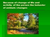Because of change of life and activity of the person the behavior of animals changes
