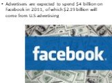 Advertisers are expected to spend  billion on Facebook in 2011, of which alt.19 billion will come from U.S advertising