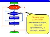 9. Четыре раза выполнить движение вперед, пока нет препятствия, и поворот налево