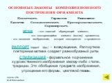 ОСНОВНЫЕ ЗАКОНЫ КОМПОЗИЦИОННОГО ПОСТРОЕНИЯ ОРНАМЕНТА. Целостность Гармония Равновесие Единство Соподчиненность Пропорциональность Соразмерность МОТИВ – это главный образующий элемент; - это повторяющийся элемент (мотив) орнамента; - это основное изображение, которое повторяется в орнаменте. РАППОРТ 