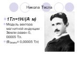 Никола Тесла. 1Тл=1Н/(А. м) Модуль вектора магнитной индукции Земли равен 0, 00005 Тл. (ВЗемли= 0,00005 Тл)