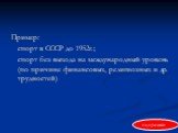 Пример: спорт в СССР до 1952г.; спорт без выхода на международный уровень (по причине финансовых, религиозных и др. трудностей)