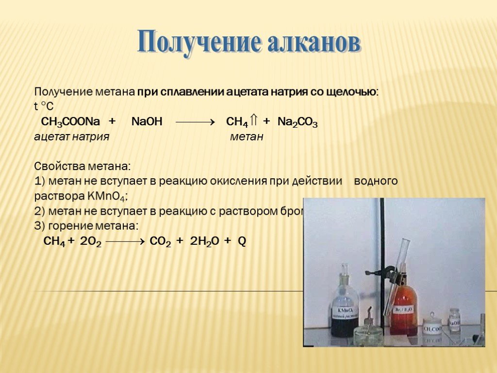 Метан и гидроксид натрия
