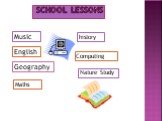 school lessons Music English Geography Maths history Computing Nature Study