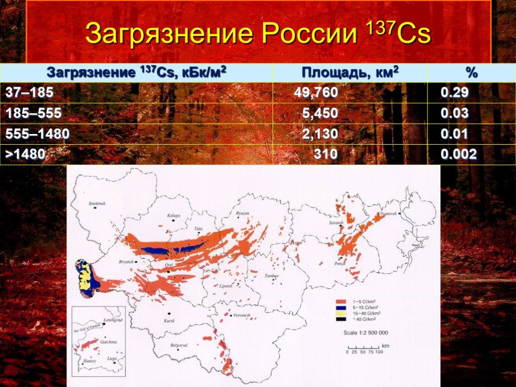 Карта ядерного заражения