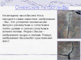 На западном мысе Бесова Носа находится самое известное изображение – бес. Это угловатая человеческая фигура с раскинутыми и согнутыми в локтях руками и сильно согнутыми в коленях ногами. Рядом с бесом – изображения выдры и налима. Поверх изображения беса выбит христианский крест.