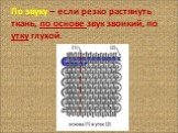 По звуку – если резко растянуть ткань, по основе звук звонкий, по утку глухой.