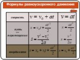 Формулы равноускоренного движения. назад