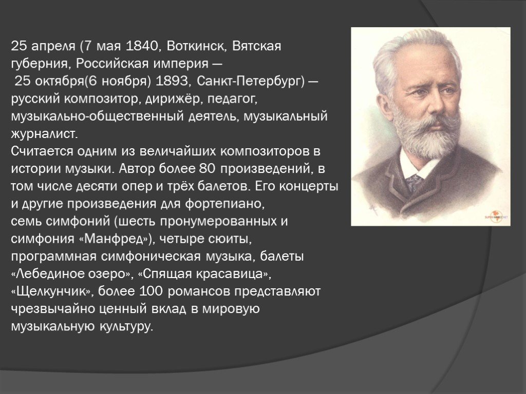 Краткая биография Чайковского