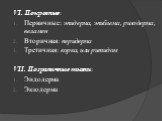 VI. Покровные: Первичные: эпидерма, эпиблема, ризодерма, веламен Вторичная: перидерма Третичная: корка, или ритидом VII. Пограничные ткани: Эндодерма Экзодерма