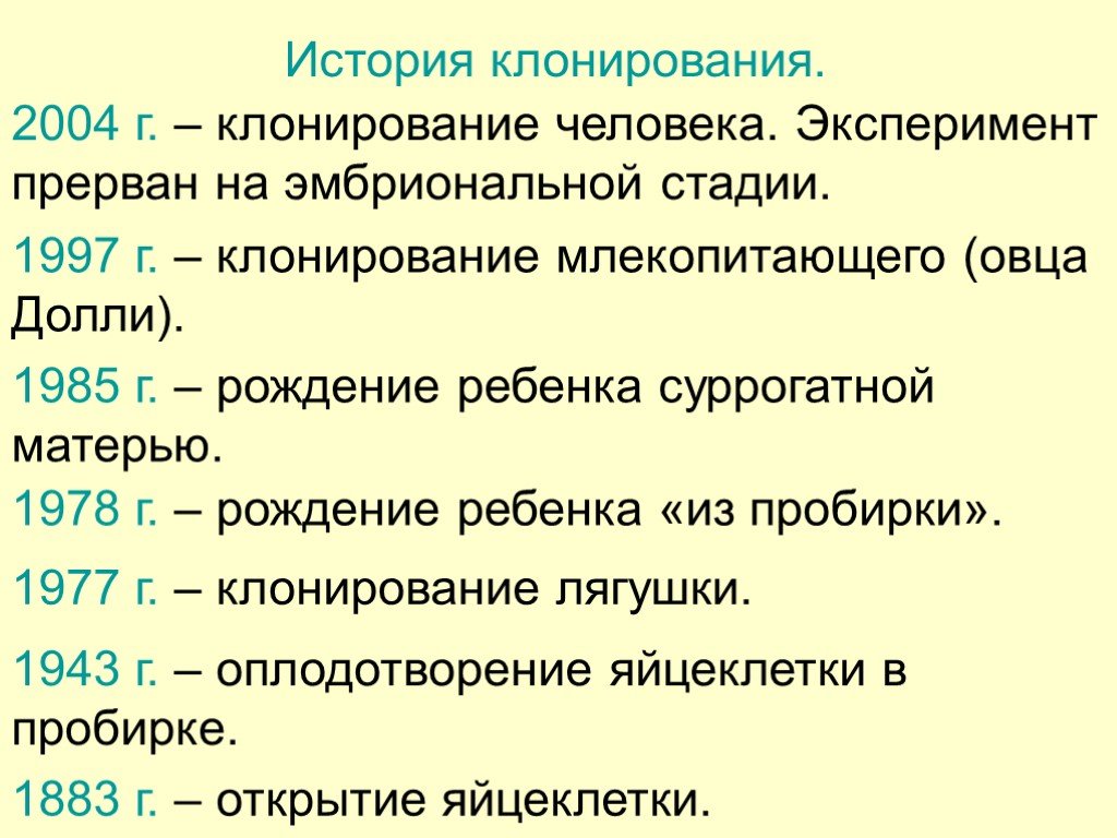 Клонирование организмов за и против проект