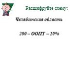 Расшифруйте схему: Челябинская область 200 – ООПТ – 10%