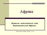 Африка. Влажные вечнозеленые леса Экваториальной Африки. Выполнила Гергерт Олеся 7 а кл.