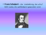Franz Schubert - der Liederkönig, der schuf 600 Lieder, die weltbekannt geworden sind.