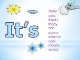 It’s. rainy cold frosty foggy hot sunny stormy cool cloudy windy