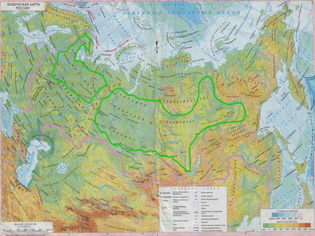 Карта россии города реки горы
