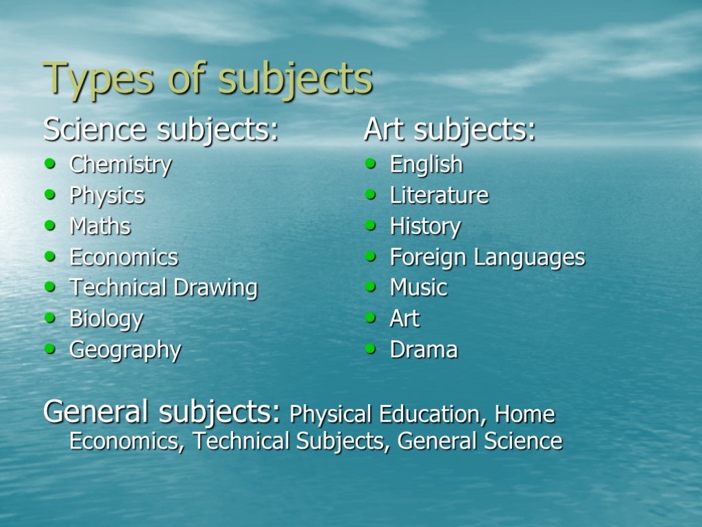 Kinds of subject