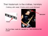 Their trademark is the clothes, hairstyle. Clothing with metal Chains and a punk Mohawk. The Punk Music band’s for example are : SEX PISTOLS & THE CLASH. MOHAWK Chains