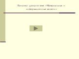 Конспект урока по теме «Материальные и информационные модели.»