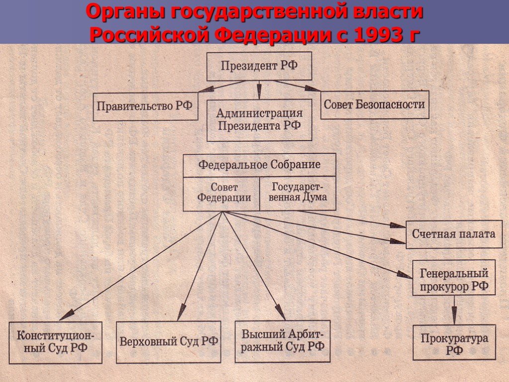 Организация федеральной власти в россии