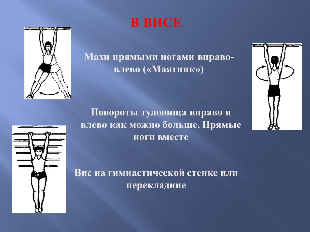 Левой правой конечностей. ВИС на гивнастической стенки. ВИС на гимнастической стенке. В висе на перекладине повороты туловища. Поднимание ног в висе на гимнастической стенке.