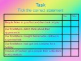 Task Tick the correct statement